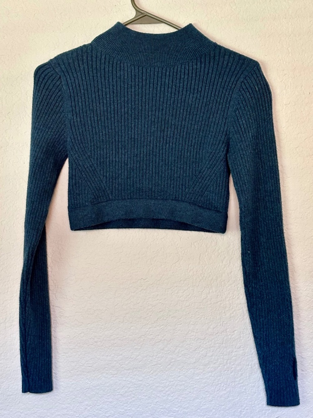 Blue Crop Top Long Sleeve